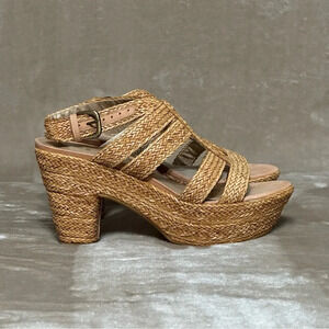 Stuart Weitzman Tan Jute Weavit Platform Sandals Size 6